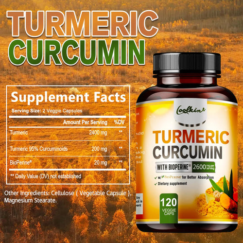Turmeric Curcumin - 95% Curcumin & Bioperine - Highly Absorbable Turmeric Supplement, Joint & Digestion Health - 120 Capsules