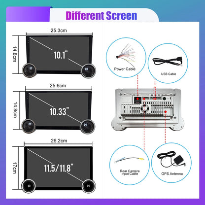 10.1/10.33/11.8 inch Screen Diamond 2K Android Car Radio 2Din Multimedia Player Double Knob Carplay Android Auto GPS Car Audio