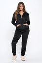 2-Piece Women's Velour Velvet Super Stretch Solid Bundle Set Zip Up Long Sleeve Hoodie Tracksuit with Pockets & Pants