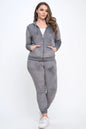 2-Piece Women's Velour Velvet Super Stretch Solid Bundle Set Zip Up Long Sleeve Hoodie Tracksuit with Pockets & Pants