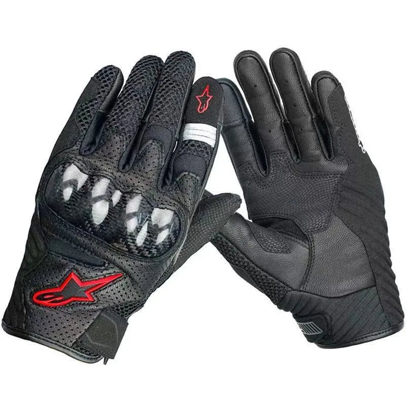 ALPINESTARS Motorcycle Gloves Black Racing Genuine Leather Motorbike Black White Road Riding Team Gloves Summer Winter