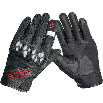 ALPINESTARS Motorcycle Gloves Black Racing Genuine Leather Motorbike Black White Road Riding Team Gloves Summer Winter