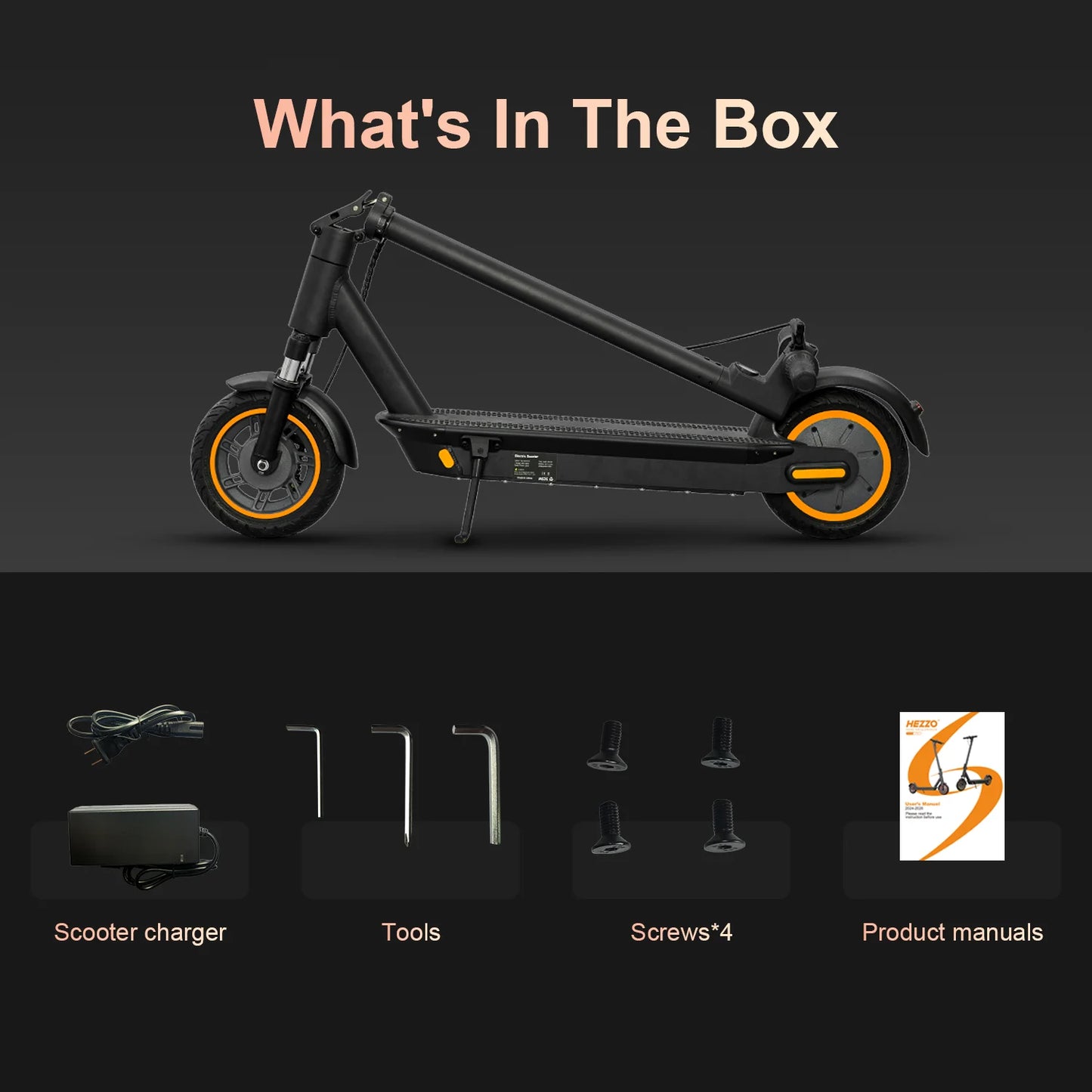 HEZZO G30 36v 500w Electric Scooter Moped 21MPH 37.5 Miles 10 Inch 15Ah Foldable Mobility Escooter Front Suspension US Warehouse