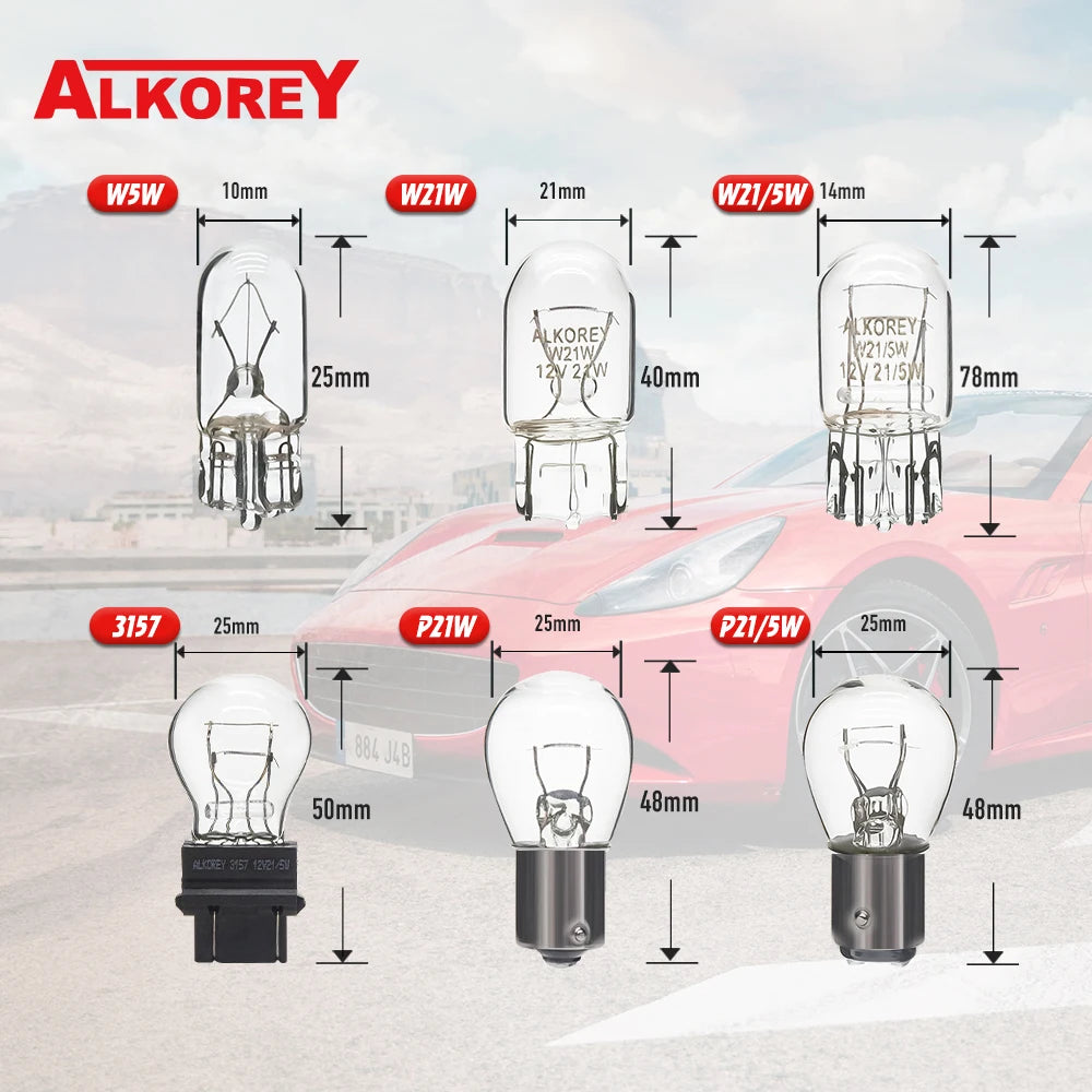 Alkorey 10 Pcs T10 W5W 194 158 12V 5W  Warm White Auto Halogen Lamp Marker Wedge License PlateLight Bulb Instrument Light