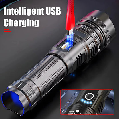 1PC Powerful LED Flashlight USB Rechargeable High Power Tactical Torch Ultra Flashlight With Power Display for Outdoor