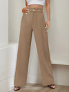 Wide Leg Pants High Waisted Capris Straight Long Trousers with Pockets   elegante  women clothes