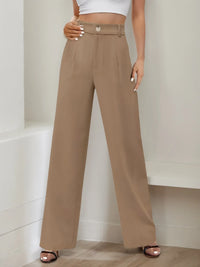 Wide Leg Pants High Waisted Capris Straight Long Trousers with Pockets   elegante  women clothes