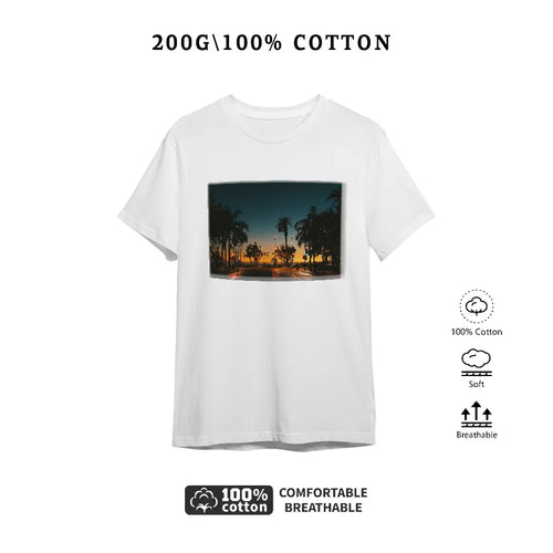 West Coast Street Series Printed American Short Sleeve T-Shirt Couple's Half Sleeve Tops Men's and Women's Street