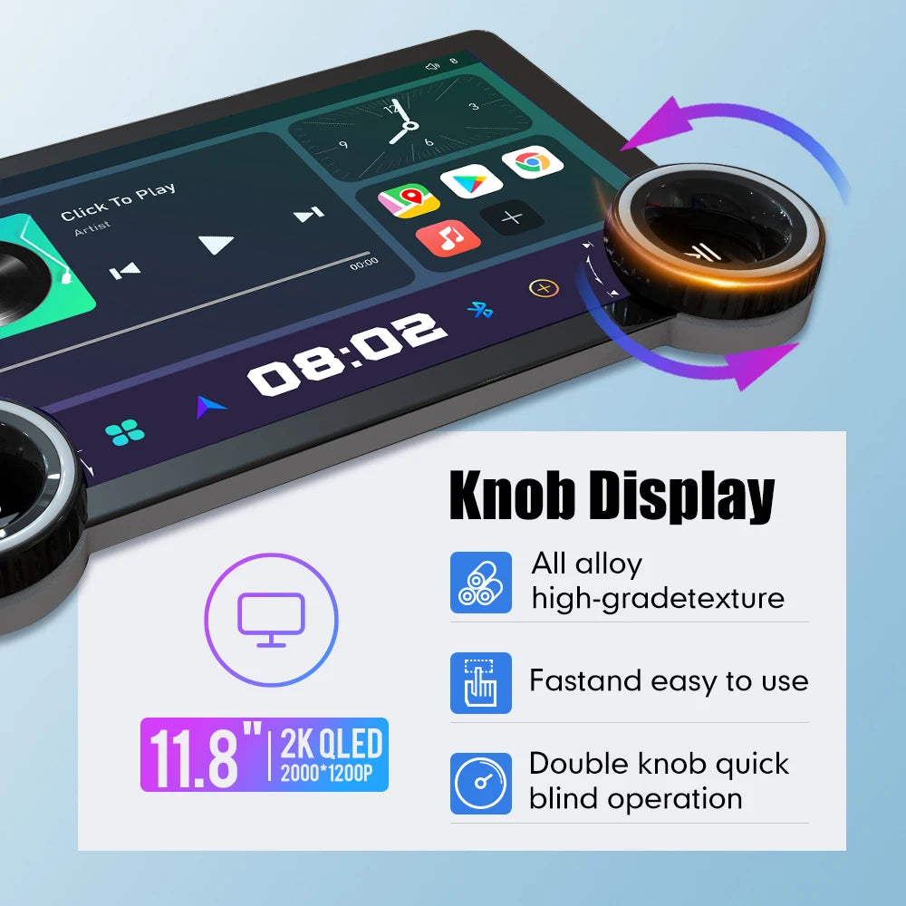 10.1/10.33/11.8 inch Screen Diamond 2K Android Car Radio 2Din Multimedia Player Double Knob Carplay Android Auto GPS Car Audio