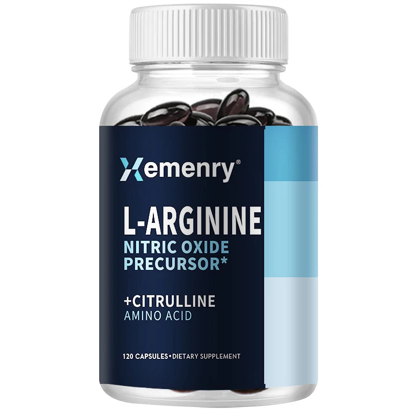 L-Arginine - Nitric Oxide Supplements, Strengthens Muscles, Improves Endurance, and Improves Blood Flow - 120 Capsules