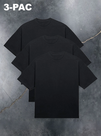 3 Piece Black Cotton Short Sleeve Men's T Shirt Set. Perfect for everyday wear, going to the gym, and perfect for gift giving.