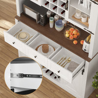 VOWNER Farmhouse Bar Cabinet with Sliding Barn Door, Sideboard Buffet Cabinet with Wine & Glasses Rack, Storage Cabinet for Kitc