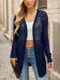 Women's Cardigan Sweater Lightweight Crochet Long Sleeve Loose Soft Drape Front Cardigan Bohemian Beach Cover-up