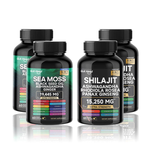 Sea Moss & Shilajit Bundle - 120 Capsules with Ashwagandha, Black Seed Oil, Turmeric