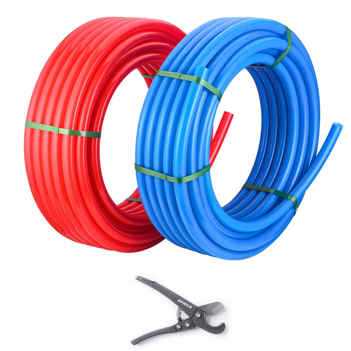 3/4" 200ft, 100ft x 2, PEX-B Pipe, Red & Blue & Cutter