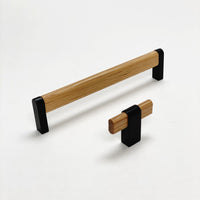 Black and Oak Wood "Crossing" Cabinet Knob and Drawer Handles Euro • Knobs