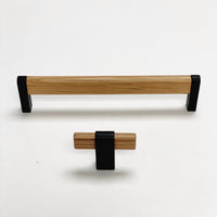 Black and Oak Wood "Crossing" Cabinet Knob and Drawer Handles Euro • Knobs