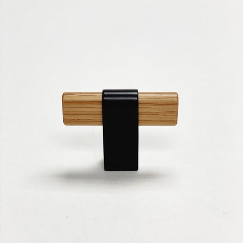 Black and Oak Wood "Crossing" Cabinet Knob and Drawer Handles Euro • Knobs