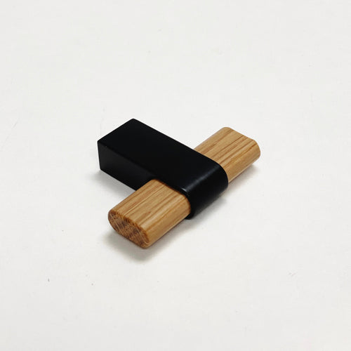 Black and Oak Wood "Crossing" Cabinet Knob and Drawer Handles Euro • Knobs