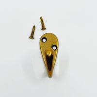 Antique Brass "Capri" Single Modern Wall Hat and Coat Hook Euro • Knobs