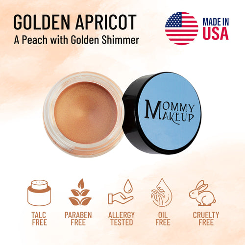 Golden Apricot Any Wear Creme - A Waterproof Multi-tasking creme to powder product for eyes, cheeks & lips. Can be worn anywhere Mommy Makeup