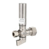 1/4 Turn Stop Straight Valve, 1/2" Nominal (5/8" OD) Compression x 3/8" OD With Stainless Steel Water Hammer Arrestor Chrome Plated Brass Plumbingsell