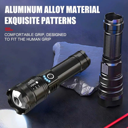 1PC Powerful LED Flashlight USB Rechargeable High Power Tactical Torch Ultra Flashlight With Power Display for Outdoor