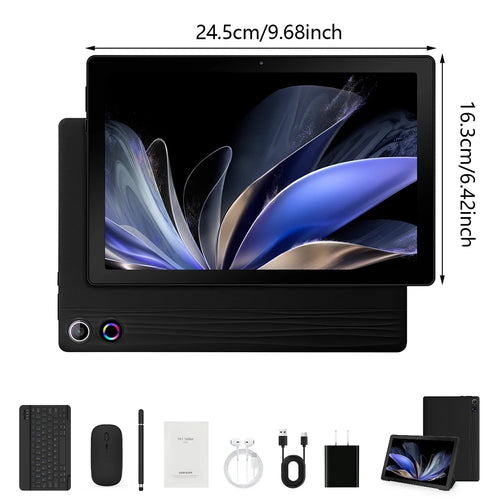A10L 10 Inch Tablet Android 14 12GB RAM 64GB ROM 1TB Expand WiFi6 Face Unlock HD IPS Screen Keyboard Mouse Stylus With Pick Bag