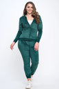 2-Piece Women's Velour Velvet Super Stretch Solid Bundle Set Zip Up Long Sleeve Hoodie Tracksuit with Pockets & Pants