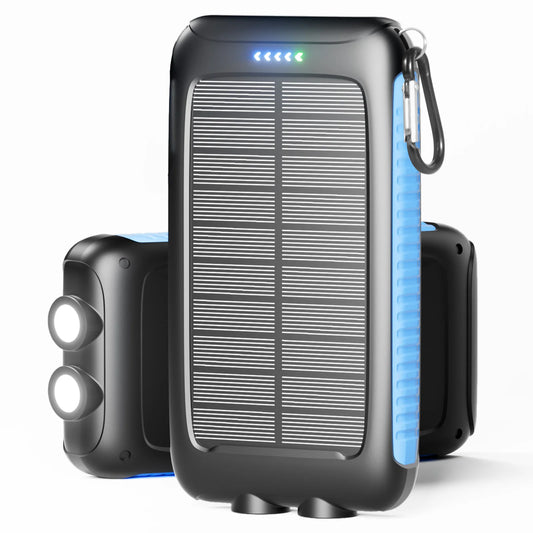 49000mAh Solar Power Bank Portable Charger with Dual USB, Fast Charging, Waterproof, LED for Outdoor Camping Phones Tablets