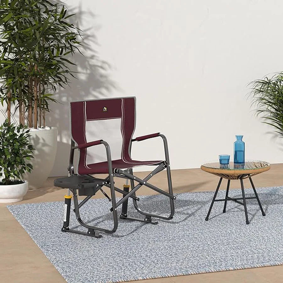 GCI OUTDOOR Freestyle Rocker XL with Side Table Camping Chair | Portable Folding Rocking Chair with Solid