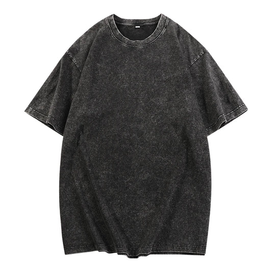 6 Solid Color 100% Pure Cotton 320g Heavy Men's Washed Vintage Oversized T-Shirts Street Hip Hop Punk Women Harajuku Short Tee