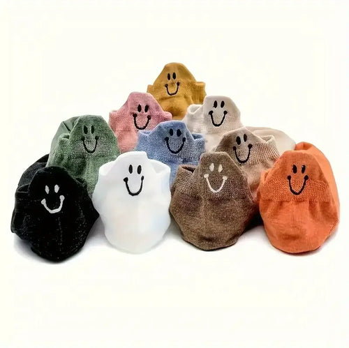 10 Pairs Of Socks With Elastic Ankle Length, Cotton Socks, Aesthetic Socks, Cute Socks, Lightweight Low Top Socks For Women