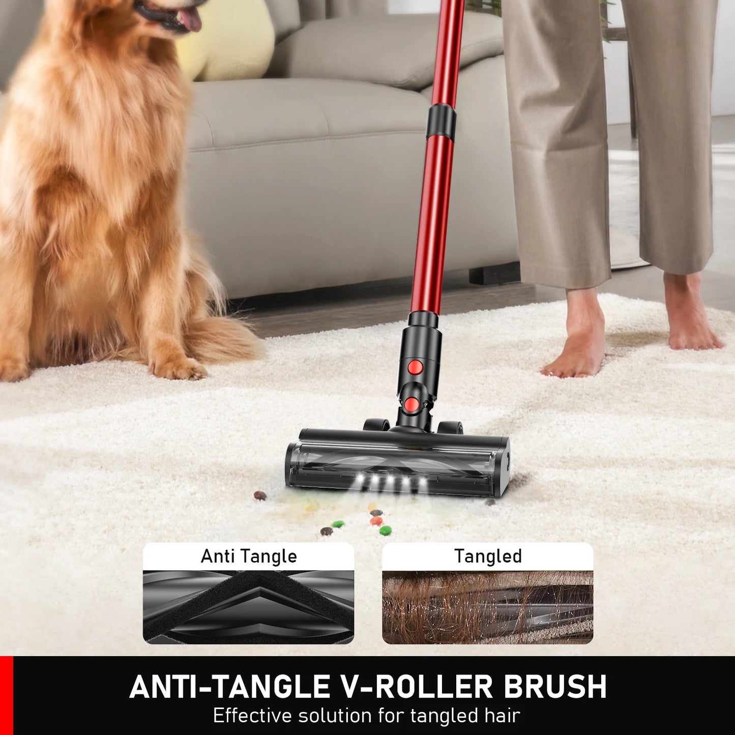 A27 30Kpa 350W Handheld Cordless Vacuum Cleaner Powerful Suction Stick Vacuum 1.5L Dust Cup for Pet Hair/Carpet/Hard Floor