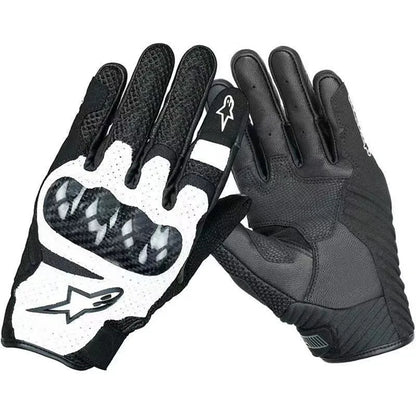 ALPINESTARS Motorcycle Gloves Black Racing Genuine Leather Motorbike Black White Road Riding Team Gloves Summer Winter
