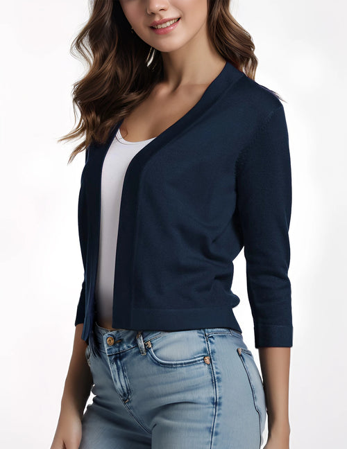 Women's Cardigan Knit Sweaters Cropped Open Front Bolero Shrug for Dresses