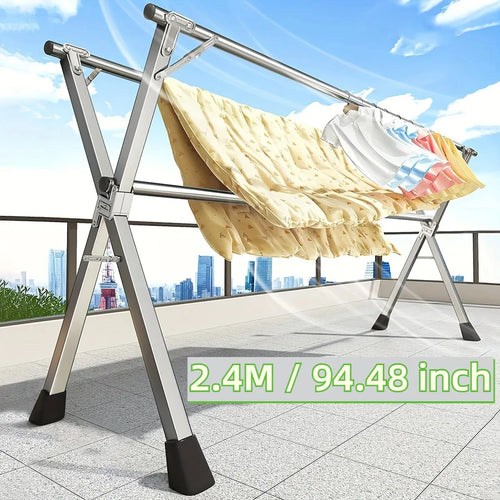 78.7 Inches Folding Outdoor Indoor, Drying Rack Clothing Collapsible, Foldable Laundry Drying Rack, Heavy Duty Stainless Steel