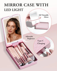 BESTOPE PRO Makeup Brushes with Case, 20PCs Travel Makeup Brush Set, Foundation Concealer Blush Eyeshadow Brush Set Contour