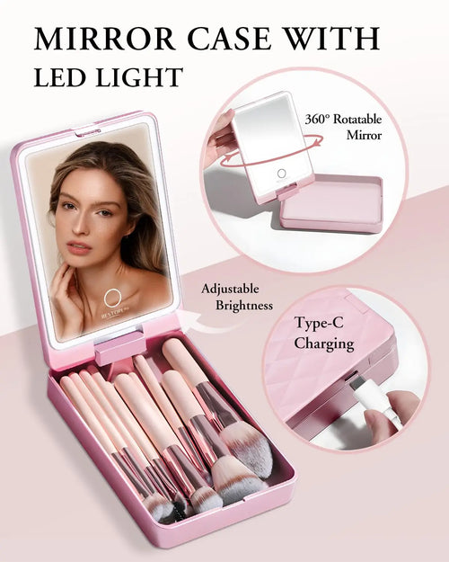 BESTOPE PRO Makeup Brushes with Case, 20PCs Travel Makeup Brush Set, Foundation Concealer Blush Eyeshadow Brush Set Contour