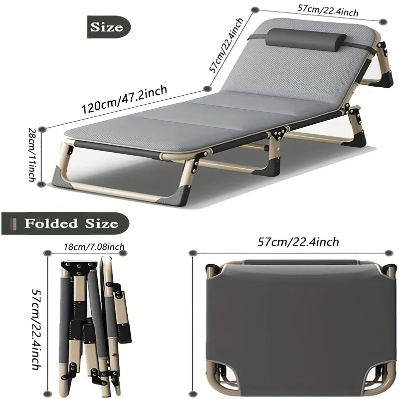 320-pound Capacity Safe And Reliable Adult Folding Chair, Yard Leisure, 8-leg Support Outdoor Camping Portable Single Bed