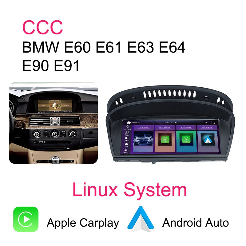 AUTOTOP 8.8" Wireless Carplay Android Auto Car Radio For BMW 3/5 Series E60 E61 E62 E63 E90 E91 CIC CCC Linux Touch Screen