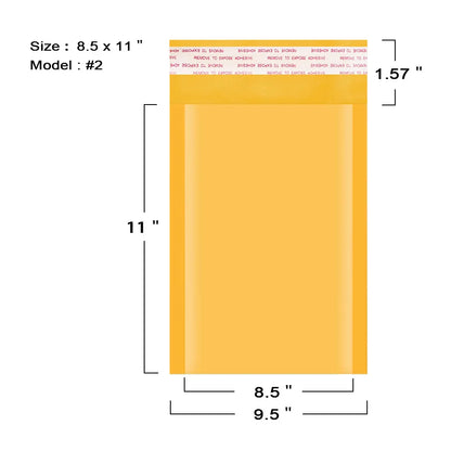100pcs #2 8.5x12 Kraft Bubble Mailers Padded Envelopes Shipping Case 8.5"x12"