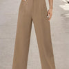Wide Leg Pants High Waisted Capris Straight Long Trousers with Pockets   elegante  women clothes