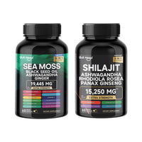 Sea Moss & Shilajit Bundle - 120 Capsules with Ashwagandha, Black Seed Oil, Turmeric