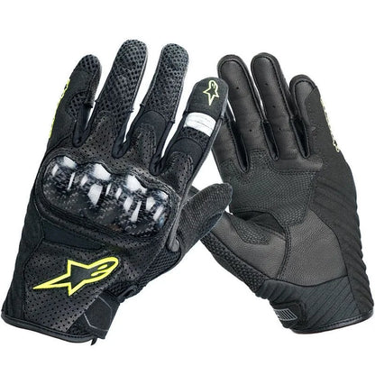 ALPINESTARS Motorcycle Gloves Black Racing Genuine Leather Motorbike Black White Road Riding Team Gloves Summer Winter