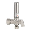 1/4 Turn Stop Angle Valve, 1/2" Nominal (5/8" OD) Compression x 3/8" OD With Stainless Steel Water Hammer Arrestor, Chrome Plated Brass Plumbingsell