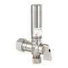 1/4 Turn Stop Angle Valve, 1/2" Nominal (5/8" OD) Compression x 3/8" OD With Stainless Steel Water Hammer Arrestor, Chrome Plated Brass Plumbingsell