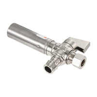 1/4 Turn PEX-A Cold Expansion Stop Angle Valve, 1/2" PEX Expansion x 3/8" OD With Stainless Steel Water Hammer Arrestor, Chrome Plated Brass Plumbingsell