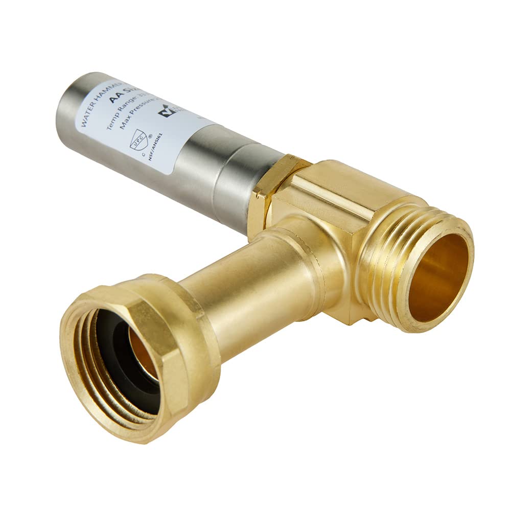 3/4" Swivel FHT x 3/4" MHT Water Hammer Arrestor Tee for Washing Machine, Stainless Steel