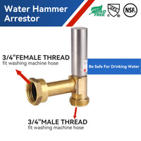 3/4" Swivel FHT x 3/4" MHT Water Hammer Arrestor Tee for Washing Machine, Stainless Steel Plumbingsell